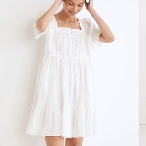 Madewell Puff Sleeve Drawstring Mini Dress